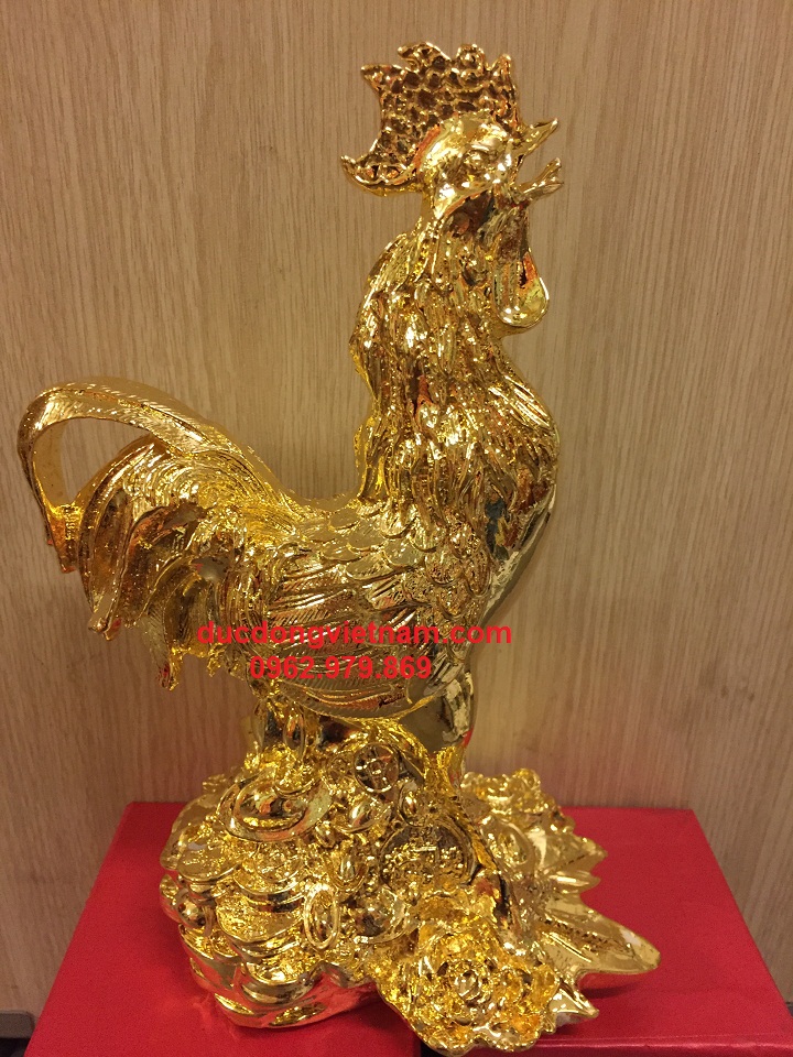 tượng gà mạ vàng 24 k cao cấp